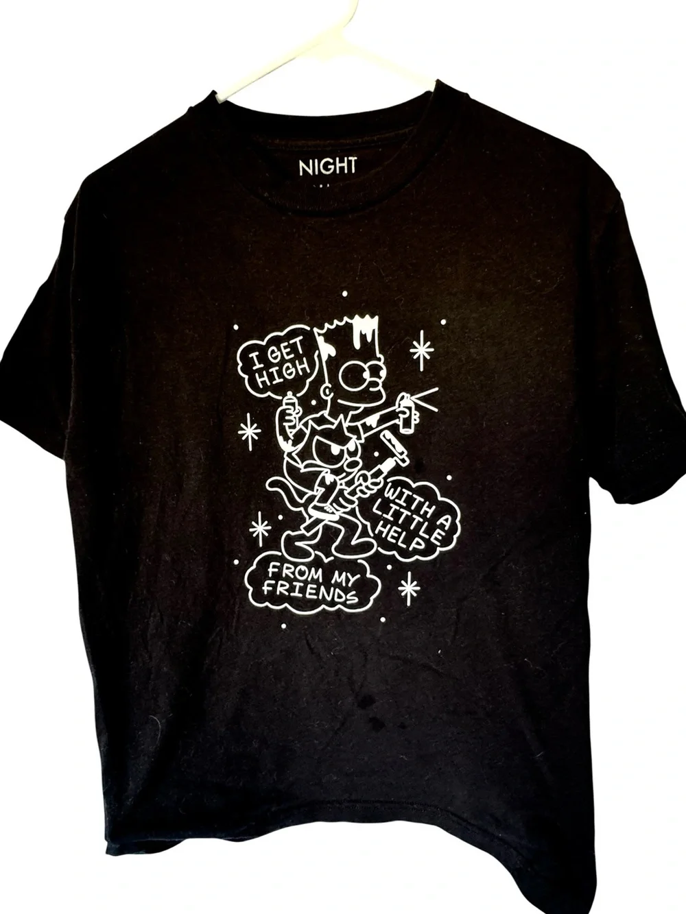 Night Crimes I Get High The Simpsons Bart Black Graphic Tee Men’s M